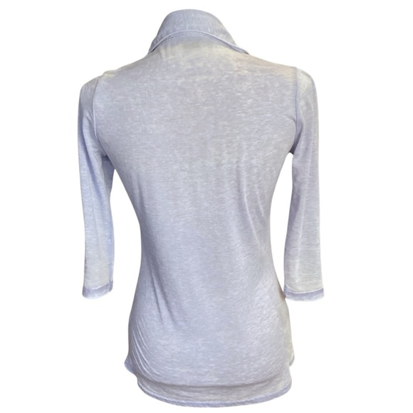 Sugar Rush Form Fitting Stretchy Roll Tab Half Sleeve Blouse Pale Lavender Small - Picture 5 of 6